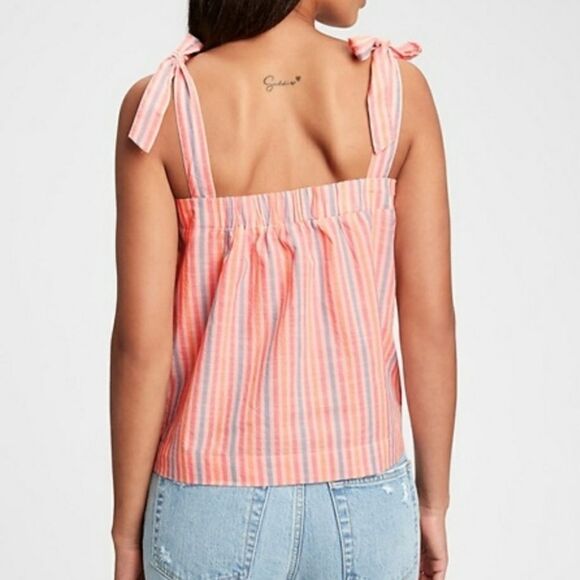 Gap Tie Strap Striped Top Sz M - Picture 2 of 8